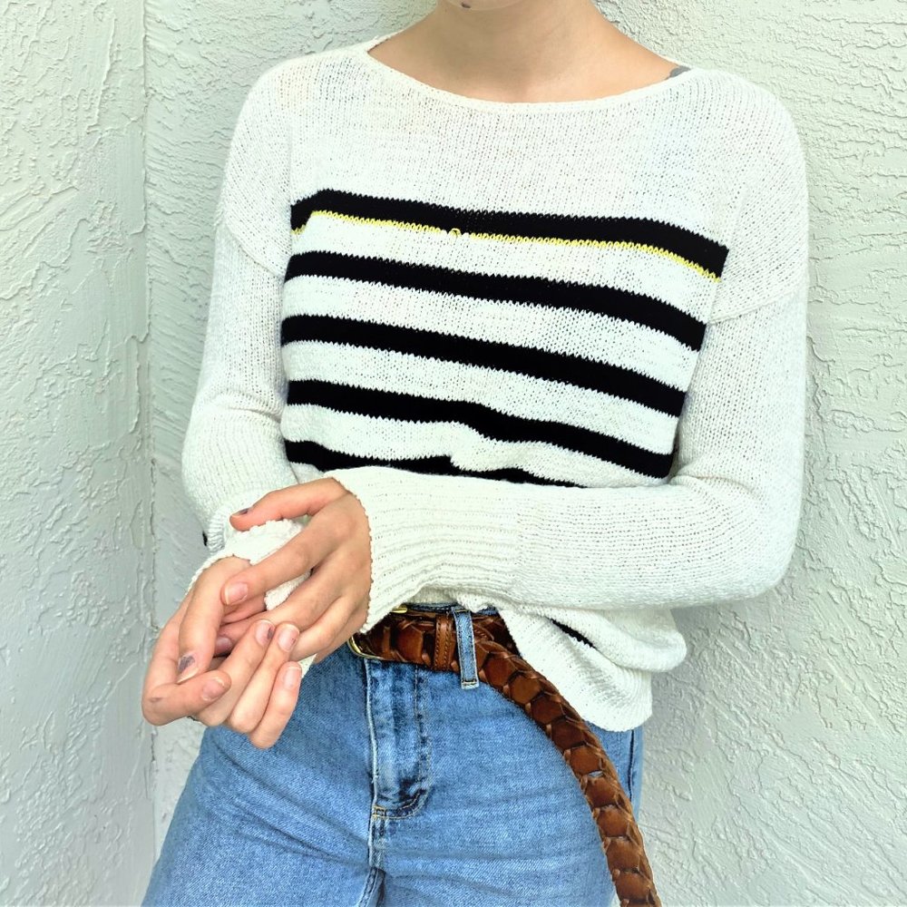 LOFT Striped Drop Shoulder Sweater